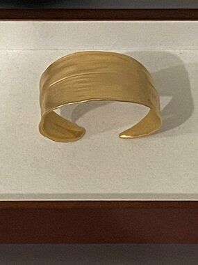 Michael Michaud Cordyline 24K Gold Plated Bronze Wide Cuff Bracelet 7.25"